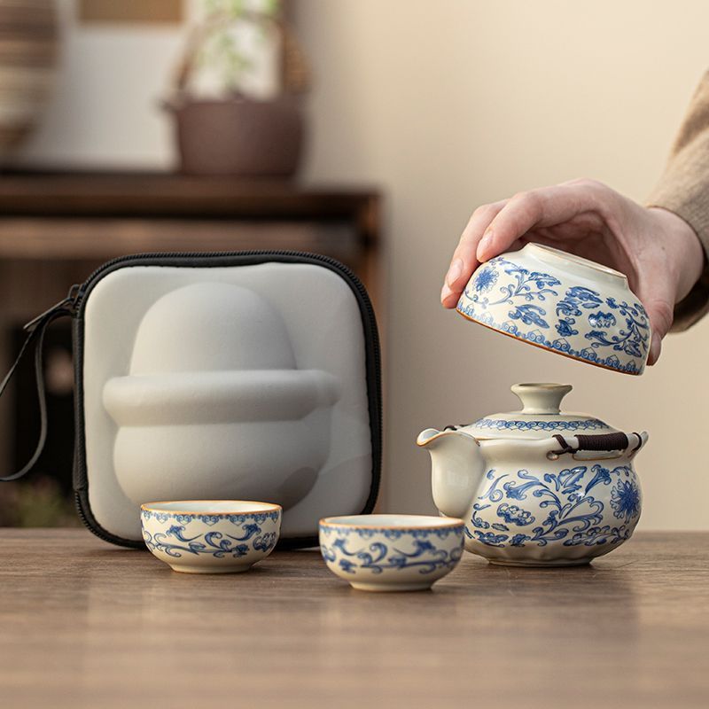 Ru Ware "Auspicious Dragon" Travel Tea Set