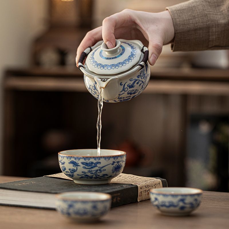 Ru Ware "Auspicious Dragon" Travel Tea Set