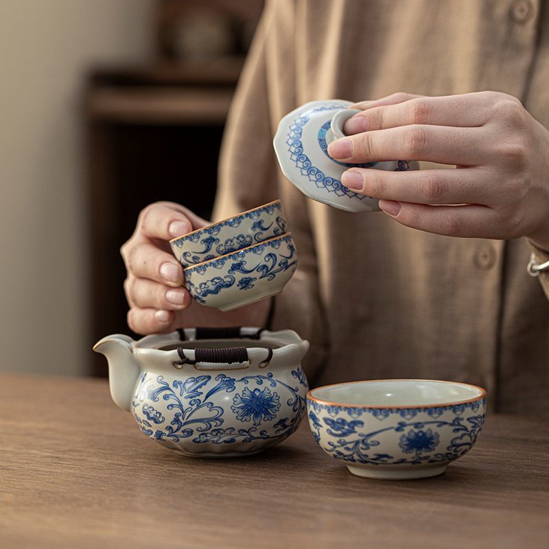 Ru Ware "Entwined Lotus" Travel Tea Set